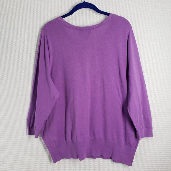 Lane Bryant Cardigan Sweater Womens 18/20 Pastel Purple 3/4 Sleeve Button-Up - Picture 2 of 16